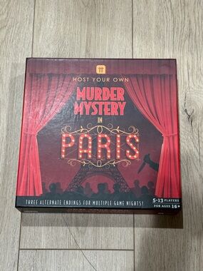 Host Your Own Murder Mystery in Paris Game - Red box game nite in, New in box
